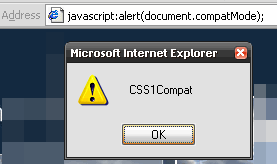 Internet Explorer im Standard Mode